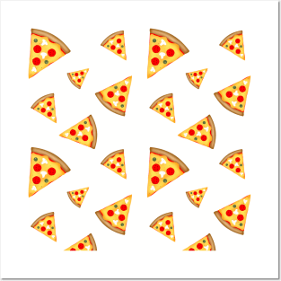 Cool and fun pizza slices pattern on white Posters and Art